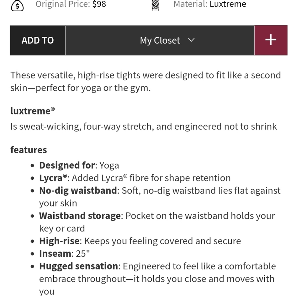 Lululemon High Rise Wunder Under 25" - Picture 5 of 10
